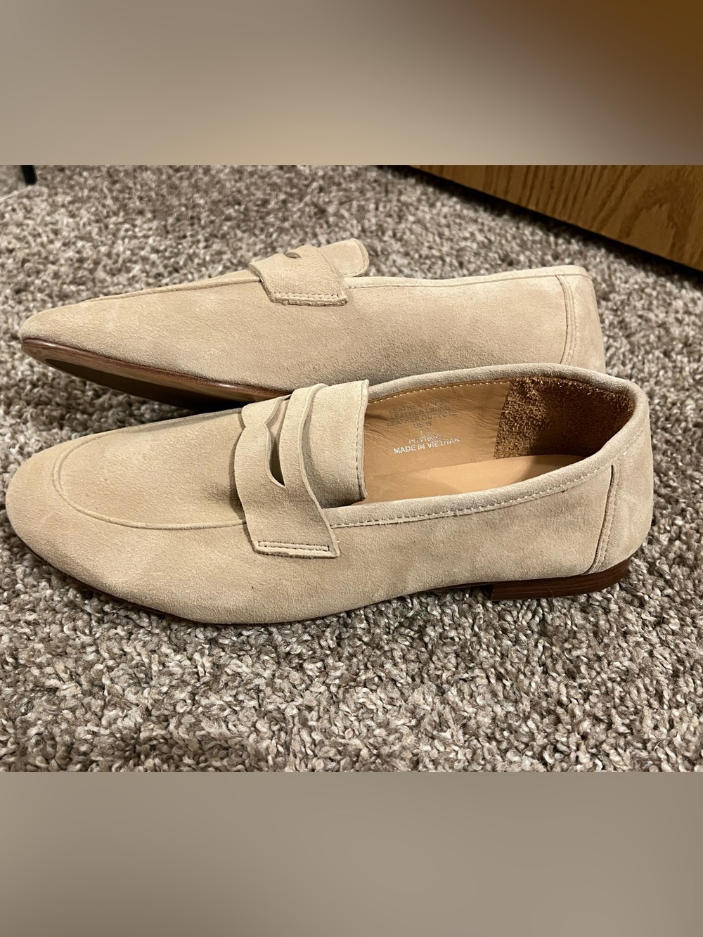 Quince Beige Italian Suede Penny Loafers for Women